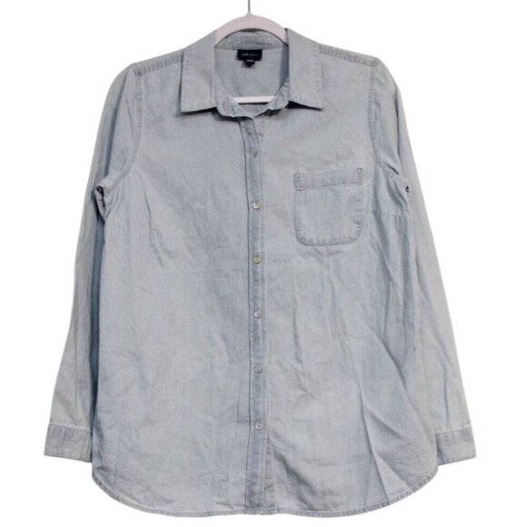 J. Jill Tops - J Jill Button Up Blouse Size Small Chambray Denim Oversized Relaxed 100% Cotton